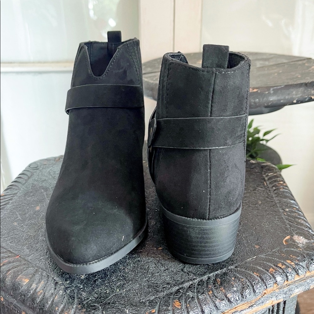 BLACK Faux Suede Booties - Picture 3 of 4